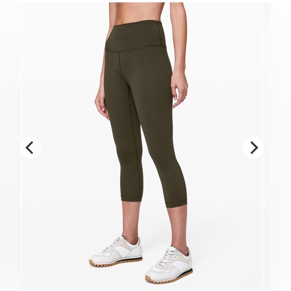Lululemon Wunder Under Crop 21” High-Rise Full-On Luxtreme Olive Leggings Sz 8 - Picture 1 of 6